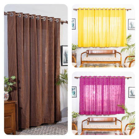 Jacquard Door & Window Cotton Curtains by Noori Bazar