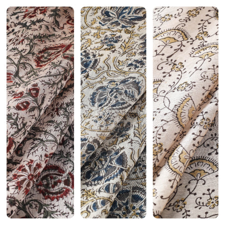 Kalamkari Block Printed Chanderi Silk & Cotton Fabrics