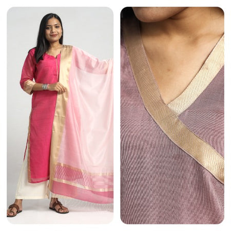 Traditional Maheshwari Handloom Silk Cotton Kurta with Dupatta Sets